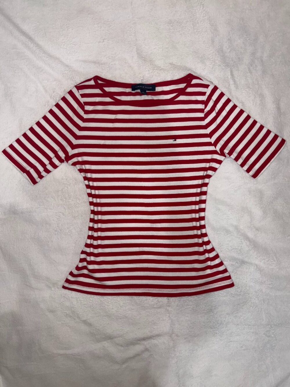 Tommy Hilfiger Striped Short Sleeve Boatneck Top - Size M